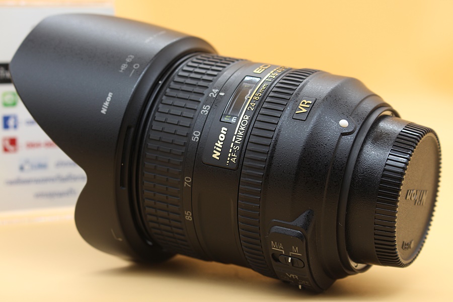 ขาย Lens Nikon AF-S 24-85mm f/3.5-4.5G ED VR สภาพสวย อดีตประกันร้าน ไร้ฝ้า รา ตัวหนังสือคมชัด  อุปกรณ์และรายละเอียดของสินค้า 1.Lens Nikon AF-S 24-85mm f/3.